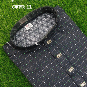 প্রিন্ট সুতি পাঞ্জাবি সবুজ ডিজাইন কোডঃ১১
