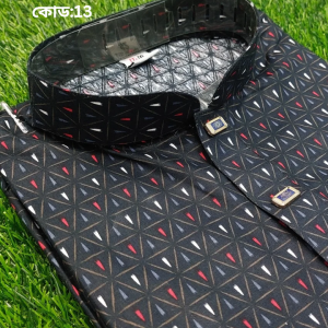 প্রিন্ট সুতি পাঞ্জাবি লাল ডিজাইন কোডঃ ১৩